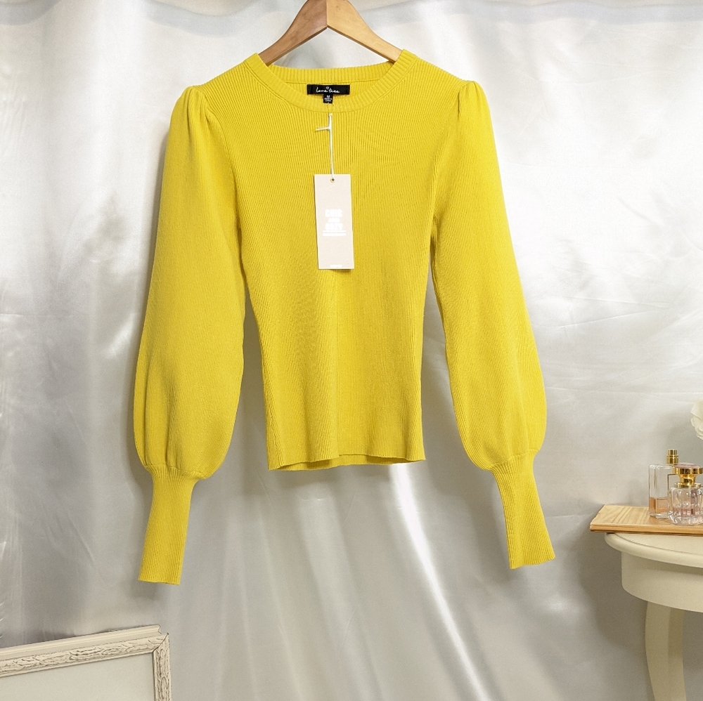Puffed Sleeve Crew Neck Sweater